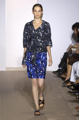 Spring 2006 Marni Blue & Grey Cotton Print Baby Doll Mini Dress