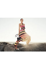 Spring 2016 Salvatore Ferragamo Ad Campaign Striped Strapless Dress