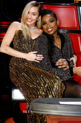 Stunning 1980s Bob Mackie Gold Glass Beaded & Silk Chiffon Strapless Dress