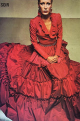 Fall 1973 Louis Mies Possible Yves Saint Laurent Haute Couture Pink & Red Tiered Silk Dress