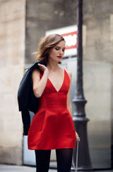 Fall 2014 Christian Dior by Raf Simons Micro Mini Black Silk Satin Dress