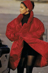 1980s OMO Norma Kamali Black Sleeping Bag Coat with Hood