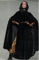 1970s Yves Saint Laurent Hooded Deep Green Shaved Fur Poncho