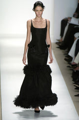 Fall 2004 Oscar de la Renta Runway Feather & Black Silk Hourglass Dress
