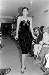 Fabulous Fall 1979 Oscar de la Renta Runway Rhinestone Detailed Velvet Strapless Dress