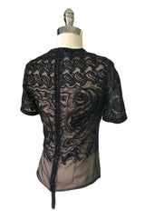 Early 1980s Yves Saint Laurent Haute Couture Hand Embroidered & Beaded Silk Chiffon Top