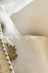 1960s Stavropoulos Gold Embroidered Ivory Silk One Shoulder Dress & Coat