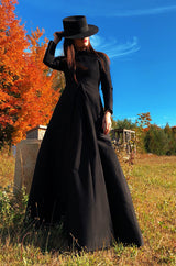 Fall 2013 Valentino Runway Finale Long Sleeve Simple & Graceful Black Dress