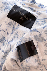 Spring 2005 Burberry Runway & Ad Campaign Blue & White Floral Print Full Cut Linen Trench Coat