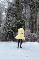 Incredible 1980s Thierry Mugler Cinched Waist Faux Fur Hooded Coat