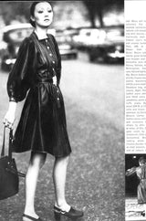 1972 Jean Muir Pin Tuck Detailed Huge Sleeve Black Crepe Dress