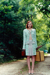 2004 Chanel Cruise Documented Mint Green Boucle & Silk Chiffon Suit