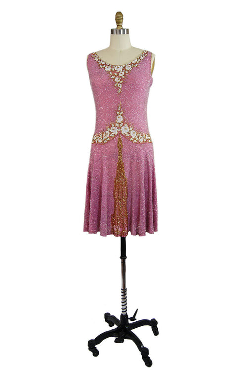 1920s French Label Beaded Flapper Dress