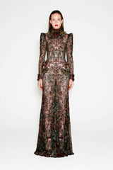 Spectacular Pre-Fall 2016 Alexander McQueen by Sarah Burton Black Nude Lace Dress