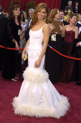 Fall 2004 Oscar de la Renta Runway Feather & Black Silk Hourglass Dress