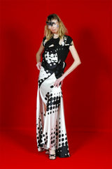 Spring 2003 Christian LaCroix Raspberry Pink & Red Silk Trained Dress