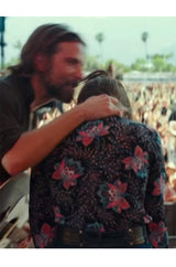 1970s Jeff Banks Green Floral Print Balloon Sleeve Silk Shirt