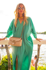 Easy to Wear 1970s Halston Simple & Chic Black Jersey Slip On Caftan Dress