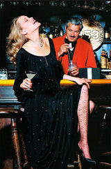 Documented c.1972 Donald Brooks Black Rhinestone Detailed Black Silk Jersey Dress