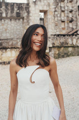 1986 Thierry Mugler Strapless Sculpted Cotton Pique Dress