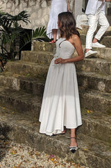 1986 Thierry Mugler Strapless Sculpted Cotton Pique Dress