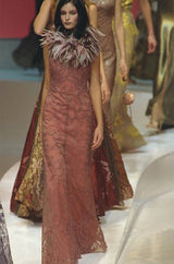 1997 Valentino Dusky Pink Beaded Net & Applique Dress