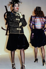 1982 Yves Saint Laurent Gold Metallic Top Stitched Jacket