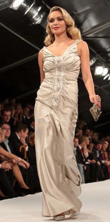 Dreamy Fall 2007 Christian Dior by John Galliano Champagne Silk Dress w Crystal Beading Detail