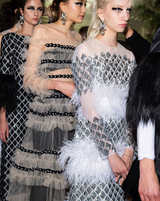 Gorgeous Fall 2019 Huishan Zhang Runway Black & Silver Sequin Dress w Feather Sleeves