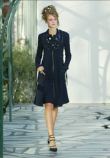 Spectacular Spring 2003 Chanel by Karl Lagerfeld Haute Couture Blue Beaded Runway Dress Coat Suit