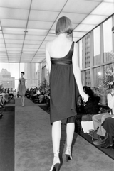 Documented Spring 1983 Halston Black One Shoulder Wrap Dress