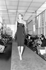 Documented Spring 1983 Halston Black One Shoulder Wrap Dress