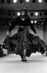 Fall 1980 Yves Saint Laurent Silk Taffeta & Velvet Dress w Asymmetrical Hem