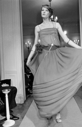 Spring 1978 Unlabeled Christian Dior Haute Couture Silk Dress w Floral Belt