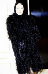 Rare c1970 Yves Saint Laurent Black Ostrich Feather Coat