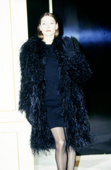 Rare c1970 Yves Saint Laurent Black Ostrich Feather Coat