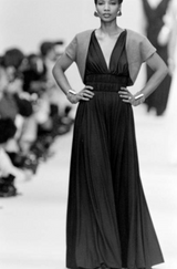 Documented Spring 1986 Yves Saint Laurent Runway Black Jersey Plunge Dress