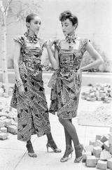 Resort 1983 Yves Saint Laurent Blue Printed Cotton Hip Swag Sarong Dress