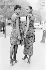 Resort 1983 Yves Saint Laurent Blue Printed Cotton Hip Swag Sarong Dress