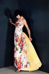 Exceptional Spring 1995 Bill Blass Runway & Book Piece Floral Silk Taffeta & Gingham Dress