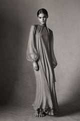 Documented Fall 1973 Haute Couture Yves Saint Laurent Silk Gown