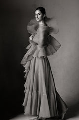 1972 Ferdinando Sarmi Strapless Silk Organza Ruffle Dress