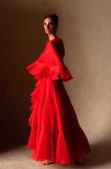 1972 Ferdinando Sarmi Strapless Silk Organza Ruffle Dress