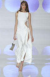 Incredible Spring 2004 Valentino Deep Blue Bias Cut Dress w Open Side Laced Cut Out