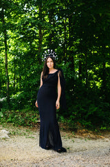 2002 Chanel Cruise Collection Midnight Blue Fitted & Trained Dress