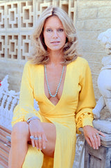 Iconic 1972 Ossie Clark Couture 'Cuddly' Black Moss Crepe Open Back Wrap Dress w Huge Sleeves