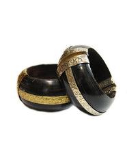 1960s Thick Wood& Brass Cuffs