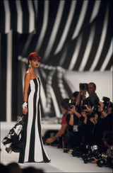 Instantly Recognizable Spring 1992 Valentino Strapless All White Vertical Paneled Dress