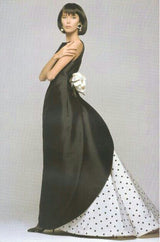 Well Documented Spring 1988 Valentino Haute Couture Silk Dress w Sweeping Dotted Train & Flower