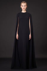 Incredible Resort 2015 Valentino One Shoulder Ivory Caped Sleeve Silk Crepe Dress